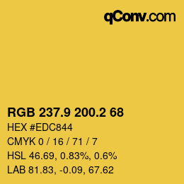 カラーコード: RGB 237.9 200.2 68 | qconv.com