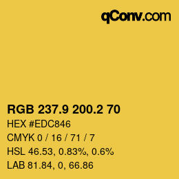 カラーコード: RGB 237.9 200.2 70 | qconv.com