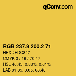 カラーコード: RGB 237.9 200.2 71 | qconv.com