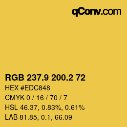 カラーコード: RGB 237.9 200.2 72 | qconv.com
