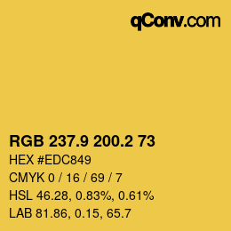カラーコード: RGB 237.9 200.2 73 | qconv.com