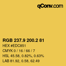 カラーコード: RGB 237.9 200.2 81 | qconv.com
