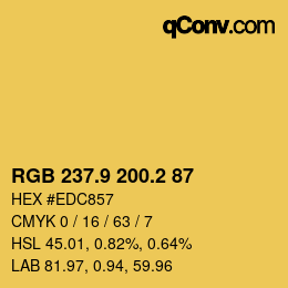 カラーコード: RGB 237.9 200.2 87 | qconv.com