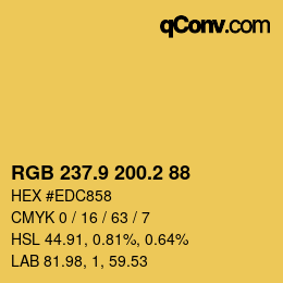 カラーコード: RGB 237.9 200.2 88 | qconv.com