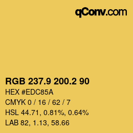 カラーコード: RGB 237.9 200.2 90 | qconv.com