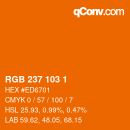 Color code: RGB 237 103 1 | qconv.com