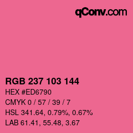 カラーコード: RGB 237 103 144 | qconv.com