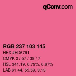 カラーコード: RGB 237 103 145 | qconv.com