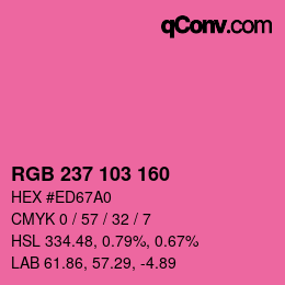 Color code: RGB 237 103 160 | qconv.com
