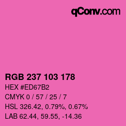 カラーコード: RGB 237 103 178 | qconv.com