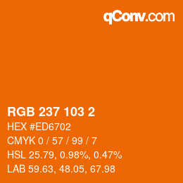 Color code: RGB 237 103 2 | qconv.com