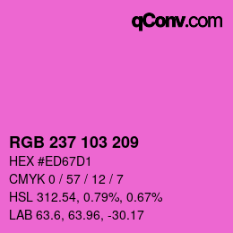 Color code: RGB 237 103 209 | qconv.com