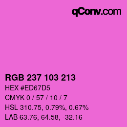 カラーコード: RGB 237 103 213 | qconv.com