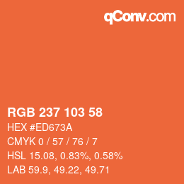 Color code: RGB 237 103 58 | qconv.com