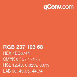 Color code: RGB 237 103 68 | qconv.com