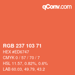 Color code: RGB 237 103 71 | qconv.com