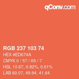 Color code: RGB 237 103 74 | qconv.com