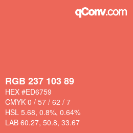 Color code: RGB 237 103 89 | qconv.com