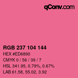 カラーコード: RGB 237 104 144 | qconv.com