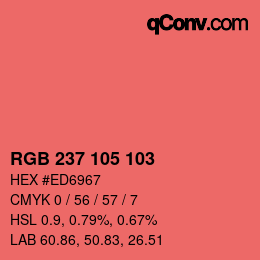 カラーコード: RGB 237 105 103 | qconv.com