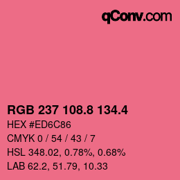 カラーコード: RGB 237 108.8 134.4 | qconv.com