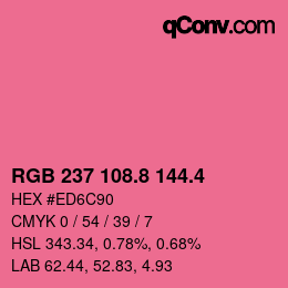 カラーコード: RGB 237 108.8 144.4 | qconv.com