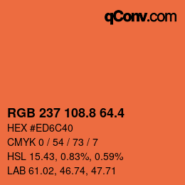 カラーコード: RGB 237 108.8 64.4 | qconv.com