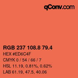 カラーコード: RGB 237 108.8 79.4 | qconv.com