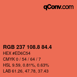 カラーコード: RGB 237 108.8 84.4 | qconv.com
