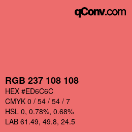 Color code: RGB 237 108 108 | qconv.com