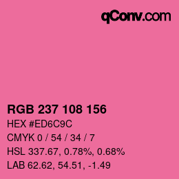 Color code: RGB 237 108 156 | qconv.com