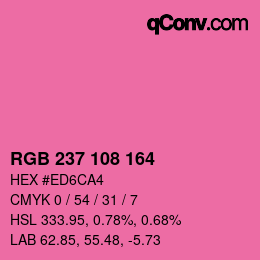 カラーコード: RGB 237 108 164 | qconv.com