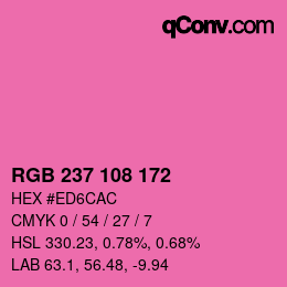Color code: RGB 237 108 172 | qconv.com