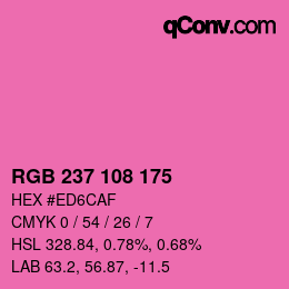 カラーコード: RGB 237 108 175 | qconv.com
