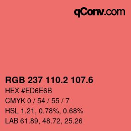 カラーコード: RGB 237 110.2 107.6 | qconv.com