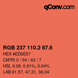 カラーコード: RGB 237 110.2 87.6 | qconv.com