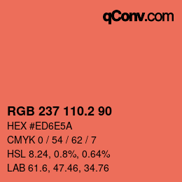 カラーコード: RGB 237 110.2 90 | qconv.com
