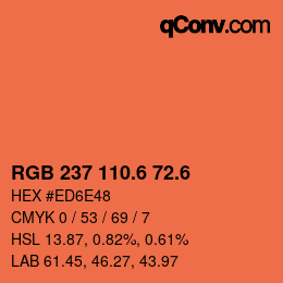 カラーコード: RGB 237 110.6 72.6 | qconv.com