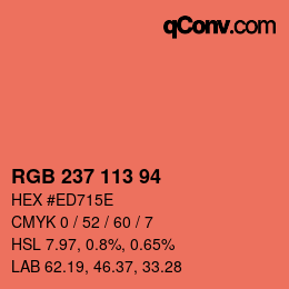 Color code: RGB 237 113 94 | qconv.com