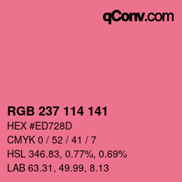Color code: RGB 237 114 141 | qconv.com