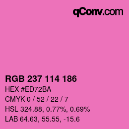 颜色代码: RGB 237 114 186 | qconv.com