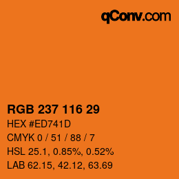 Código de color: RGB 237 116 29 | qconv.com