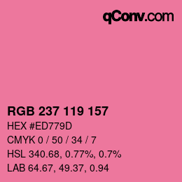 カラーコード: RGB 237 119 157 | qconv.com