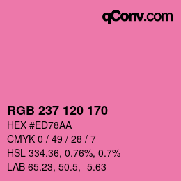 颜色代码: RGB 237 120 170 | qconv.com
