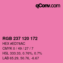 颜色代码: RGB 237 120 172 | qconv.com
