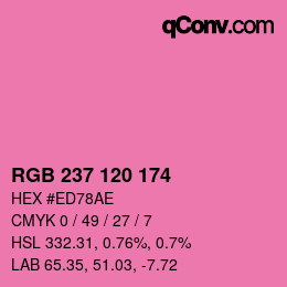 颜色代码: RGB 237 120 174 | qconv.com