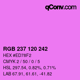 颜色代码: RGB 237 120 242 | qconv.com