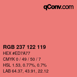 カラーコード: RGB 237 122 119 | qconv.com