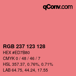 Color code: RGB 237 123 128 | qconv.com