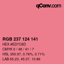 Color code: RGB 237 124 141 | qconv.com